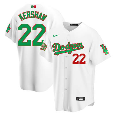 Men's Los Angeles Dodgers #22 Clayton Kershaw White Green Mexico 2020 World Series Stitched Jersey